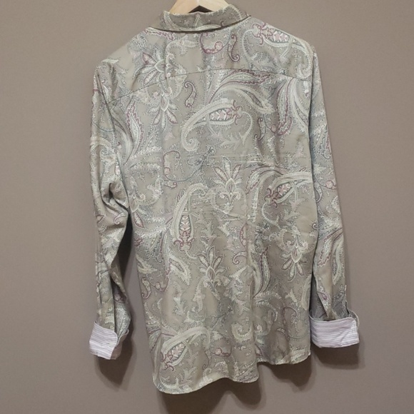Chaps L tan paisley button down shirt - Picture 4 of 6
